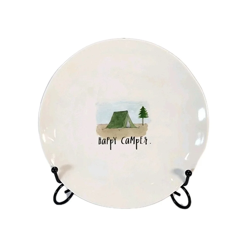Rae Dunn Artisan Collection By Magenta 22 HAPPY CAMPER 8 INCH PLATE